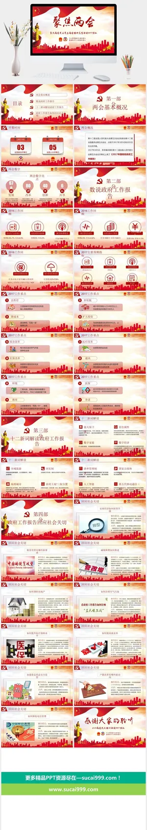 全国两会解读聚焦两会PPT模板预览图