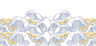 中国风鎏金浪花波浪背景免抠