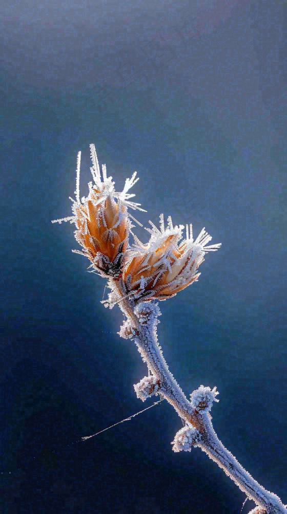 冬天白霜覆盖的植物立冬霜降小雪大雪冬至摄影图(816x1456)