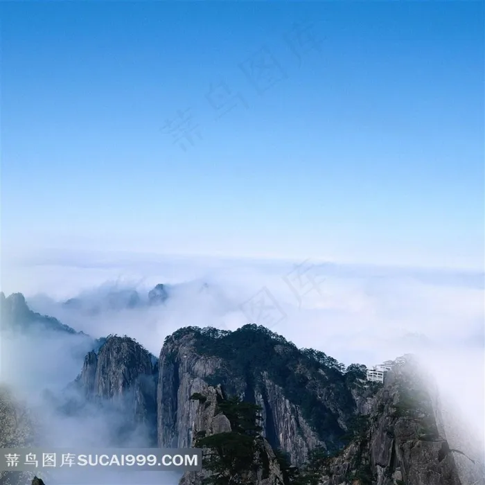 黄山山顶云雾云海高清摄影图片
