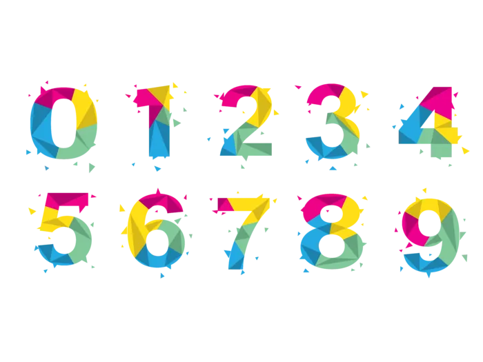 1234567890数字创意免扣彩色海报字体
