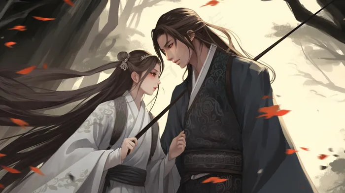 古风仙侠情侣国风插画(x)