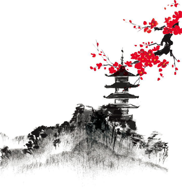 中国山水画水墨图案素材52