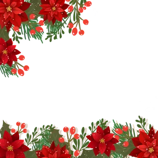 圣诞一品红花边框节日