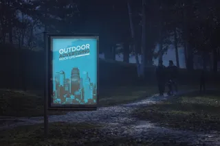 城市户外车站灯箱广告牌PSD分层样机模板