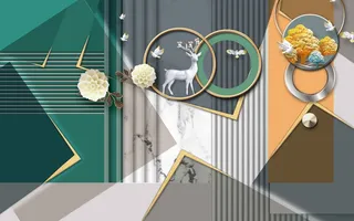 北欧背景墙现代简约壁画 