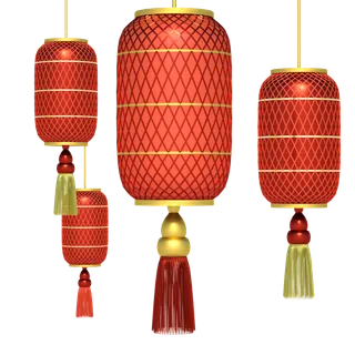 卡通手绘灯笼中秋节元宵节花灯新年海报元素PNG免扣PS素材