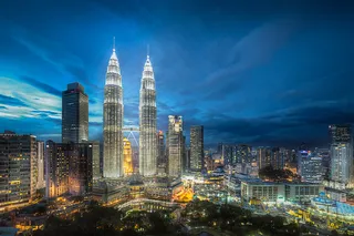 美国双子塔夜景图片