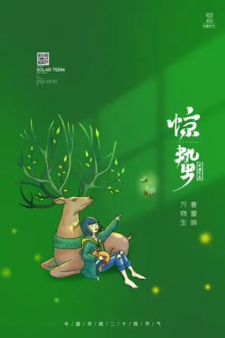 24二十四节气中国风创意惊蛰节日宣传海报模板PSD设计素材