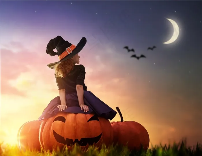 创意南瓜与魔法女孩图片