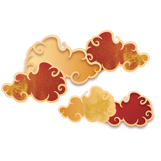 大气中国风祥云国潮风金边立体云朵剪纸创意装饰元素PNG免抠素材