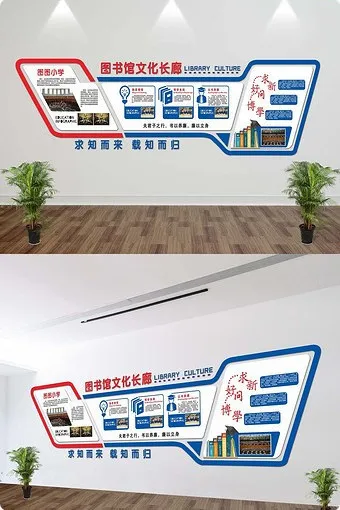 校园图书馆文化墙cdr矢量模版下载