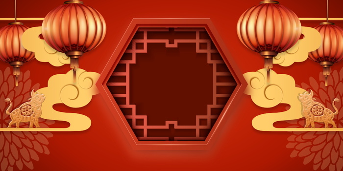 2022虎年新年春节卡通模板喜庆节日背景
