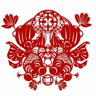 金鱼剪纸 剪纸风元素