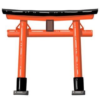 中国风复古式国潮门楼手绘城门插画牌楼建筑PSD素材png免扣图