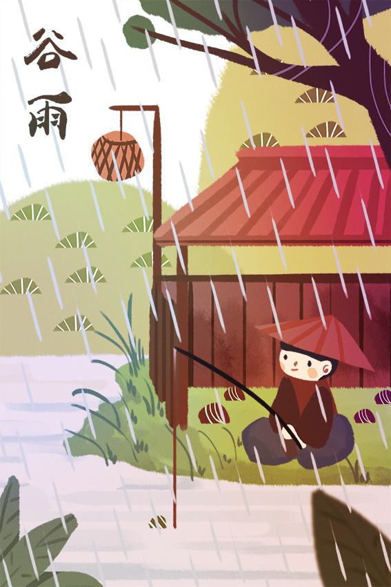 谷雨插画PSD素材psd模版下载