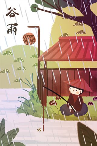 谷雨插画PSD素材
