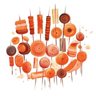 烧烤烤肉串插画免抠