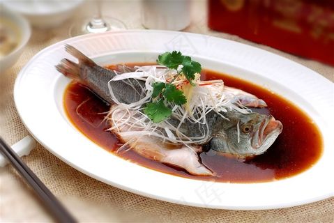 海河鲜清蒸鲈鱼美食素材中华美食