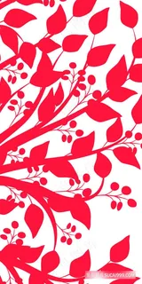 红色树叶树枝插画
