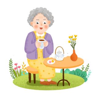 安度晚年老奶奶喝茶