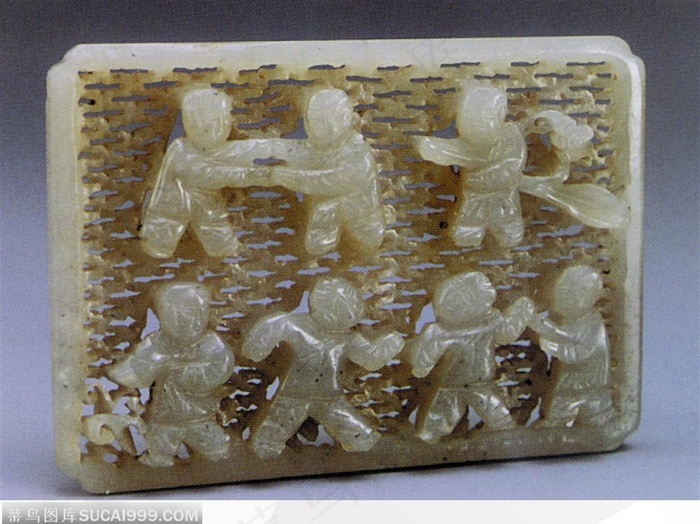 中华传统工艺-小孩玩耍花纹玉器