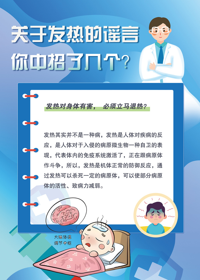关于发烧发热的谣言海报