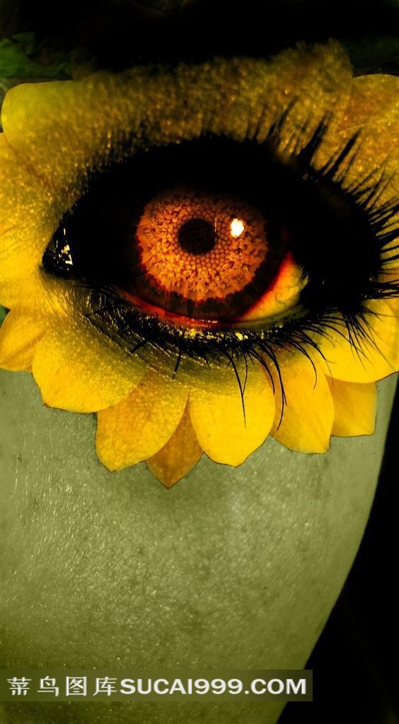 向日葵花纹眼部彩妆图片