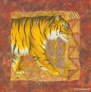 复古老虎动物油画