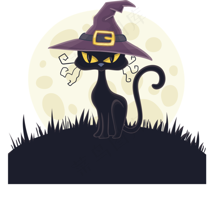 万圣节节日卡通素材魔法猫咪