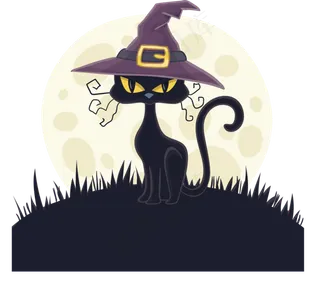 万圣节节日卡通素材魔法猫咪