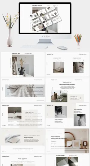 MUJI无印良品极简风格ppt模板预览图
