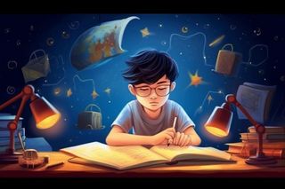 学生晚上复习知识学习背景