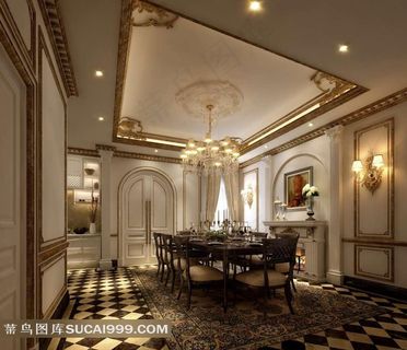 欧式餐厅样板房效果图