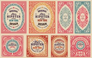 免抠花纹边框标签