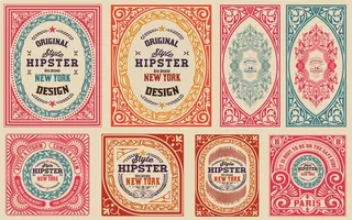 免抠花纹边框标签