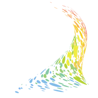 蓝橘色渐变上升弧线圆点科技kv主视觉