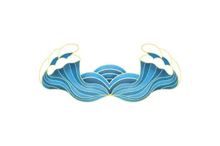 中国风国潮插画海浪波浪背景装饰浪花图案元素