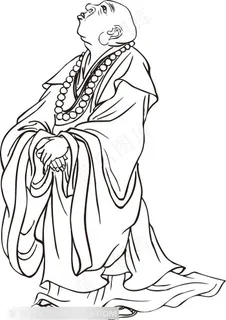 看天僧人手绘线描108罗汉矢量PNG绘画图片