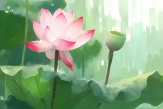 国风荷花水墨节气背景