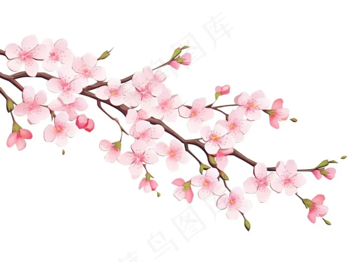 桃花插画免抠(1232x928)