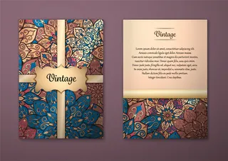 欧式花纹邀请函矢量模板