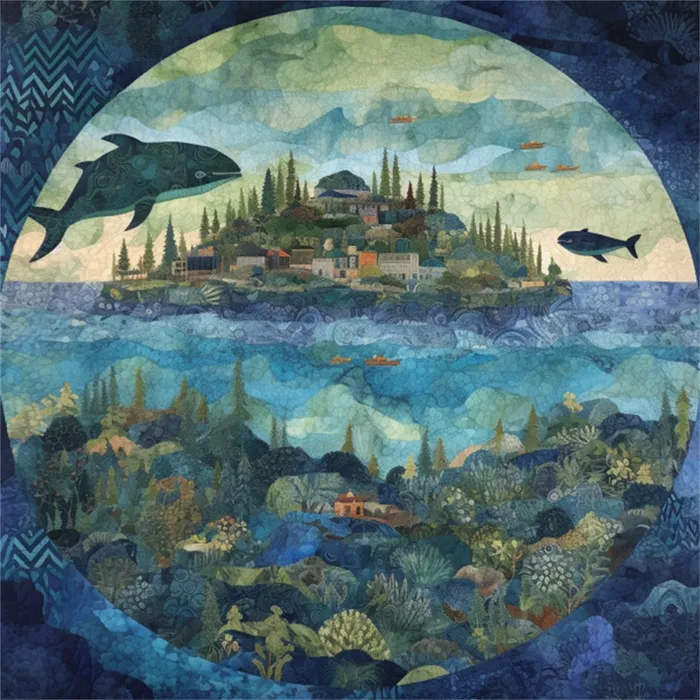 蓝色背景梦幻扁平风插画