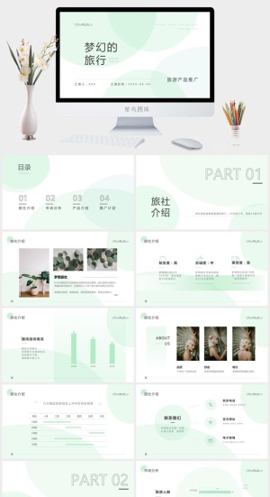 梦幻的旅行——旅游产品推广ppt模板预览图