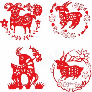 羊剪纸 剪纸风元素 羊剪纸 剪纸风元素