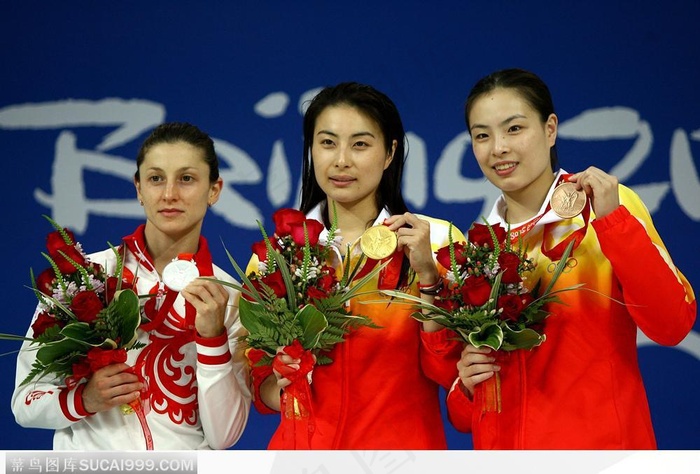 女子跳水领奖精彩瞬间-体育抓拍