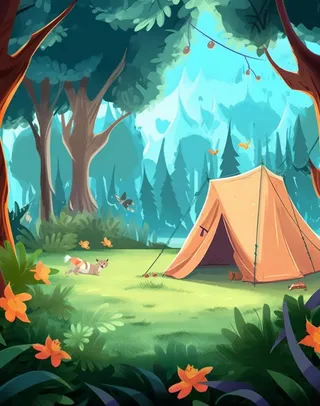 夏季露营清新背景图