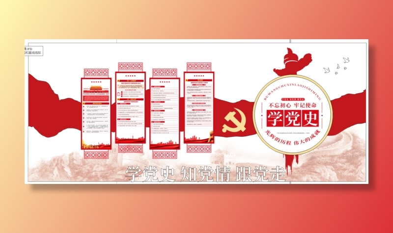 党建党史文化墙源文件CDR平面效果图cdr矢量模版下载