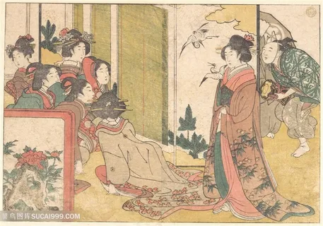 喜多川歌磨手绘卧室日系美女装饰画 喜多川歌磨手绘卧室日系美女装饰画