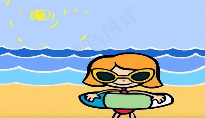 海边游泳的女孩